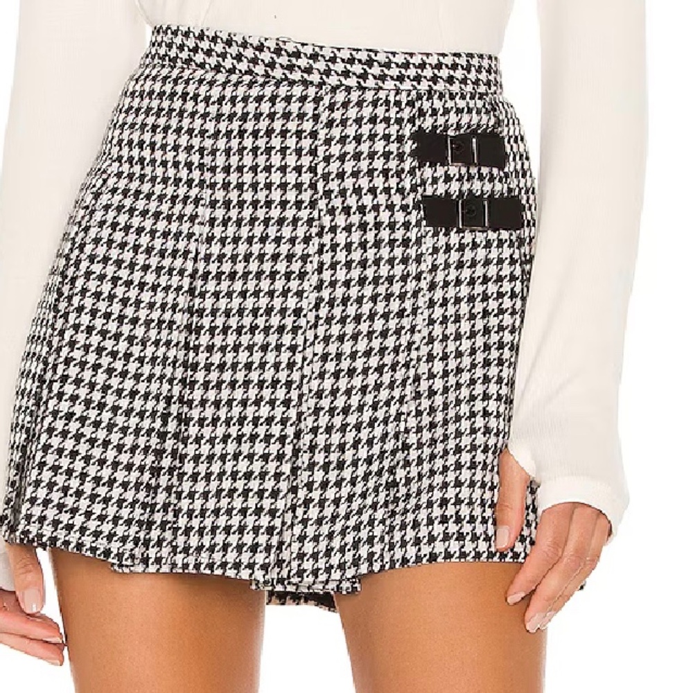 AMANDA UPRICHARD RIZZO PLEATED MINI-SKIRT - HOUNDSTOOTH (Size small)